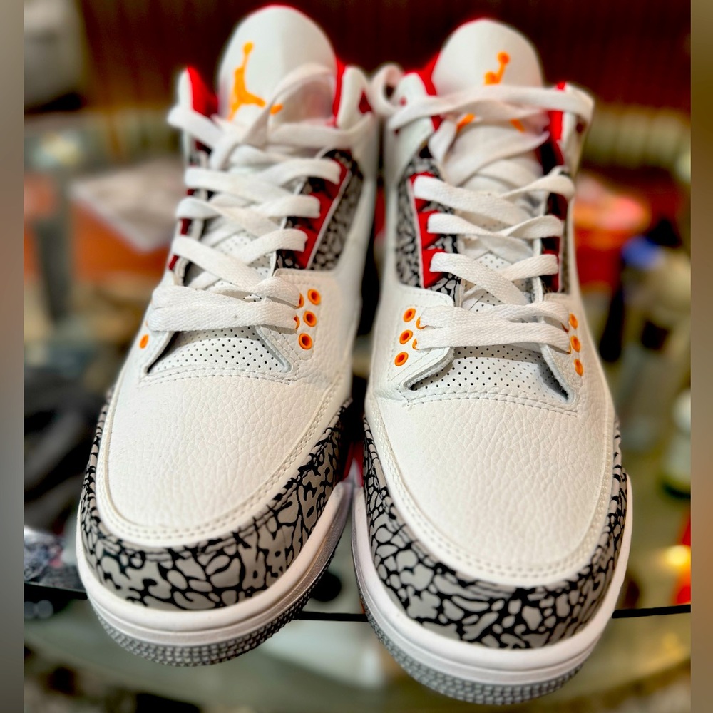 Jordan 3 cardinal red size 12, worn four times